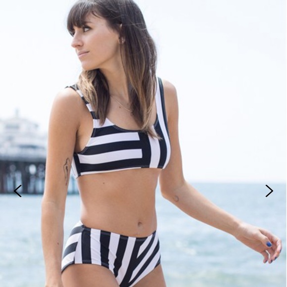 NWT French Connection Block Stripe Swimsuit Top
